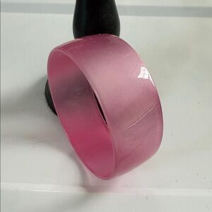 Pink Lucite Wide Bangle Bracelet